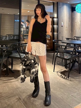 「NOT KNOWING（ノットノーイング）のアイテム」を使った、Never mind the XU / Chikashitsu+さん（レディース・153cm）の夏コーディネート