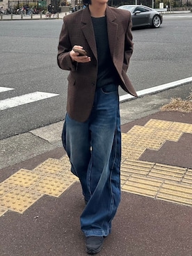 「Chikashitsu +（チカシツプラス）のアイテム（ニット/セーター）」を使った、Never mind the XU / Chikashitsu+さん（メンズ・182cm）の冬コーディネート