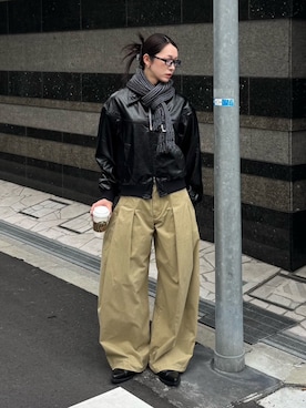 「Chikashitsu +（チカシツプラス）のアイテム（ブルゾン）」を使った、Never mind the XU / Chikashitsu+さん（メンズ・178cm）の冬コーディネート