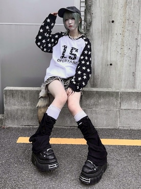 「アイテム（レッグウォーマー）」を使った、Never mind the XU / Chikashitsu+さん（レディース・164cm）の秋コーディネート