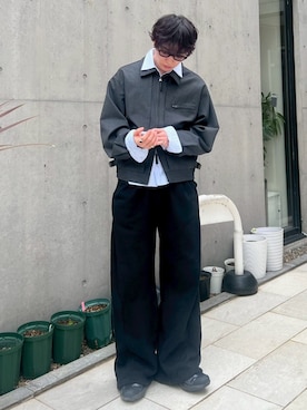 「Chikashitsu +（チカシツプラス）のアイテム（ブルゾン）」を使った、Never mind the XU / Chikashitsu+さん（メンズ・176cm）の秋コーディネート