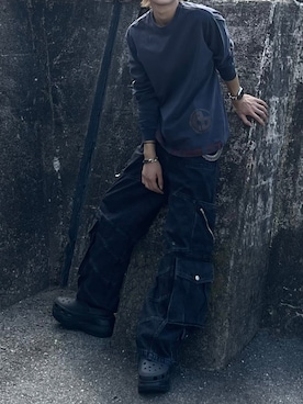 「NOMANUAL（NOMANUAL）のアイテム」を使った、Never mind the XU / Chikashitsu+さん（メンズ・177cm）の秋コーディネート