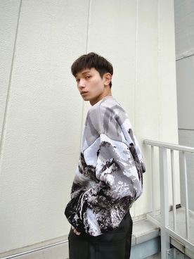 「NOMANUAL（NOMANUAL）のアイテム（トップス）」を使った、Never mind the XU / Chikashitsu+さん（メンズ・175cm）の冬コーディネート