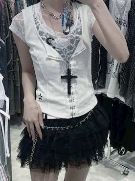 「アイテム（タンクトップ）」を使った、Never mind the XU / Chikashitsu+さん（レディース・165cm）の夏コーディネート