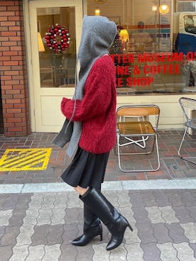 「Chikashitsu +（チカシツプラス）のアイテム（ニット/セーター）」を使った、Never mind the XU / Chikashitsu+さん（レディース・160cm）の冬コーディネート