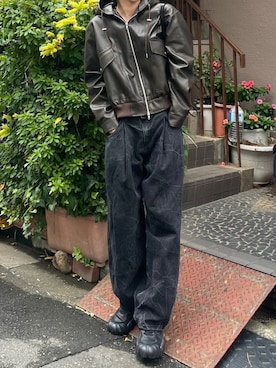 「NOMANUAL（NOMANUAL）のアイテム」を使った、Never mind the XU / Chikashitsu+さん（メンズ・180cm）の秋コーディネート