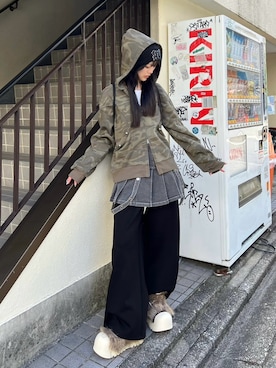 「アイテム（ニットキャップ/ビーニー）」を使った、Never mind the XU / Chikashitsu+さん（レディース・164cm）の夏コーディネート