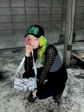 「Basic Pleasure Mode（ベーシックプレジャーモード）のアイテム」を使った、Never mind the XU / Chikashitsu+さん（レディース・159cm）の夏コーディネート