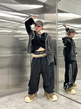 「2000Archives（2000アーカイブス）のアイテム」を使った、Never mind the XU / Chikashitsu+さん（レディース・154cm）の秋コーディネート