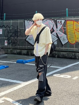 「XU（エックスユー）のアイテム（パンツ）」を使った、Never mind the XU / Chikashitsu+さん（メンズ・178cm）の夏コーディネート