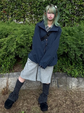 「アイテム（レッグウォーマー）」を使った、Never mind the XU / Chikashitsu+さん（レディース・167cm）の秋コーディネート