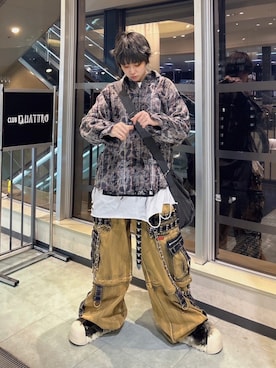 Never mind the XU / Chikashitsu+さんの「ストリートファッション XU エックスユー durty check shirts ダーティーチェックシャツ オンブレチェックシャツ 長袖シャツ 韓国ファッション 韓国ストリート グランジ」を使ったコーディネート