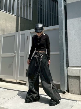 「アイテム（スウェットパンツ）」を使った、Never mind the XU / Chikashitsu+さん（レディース・154cm）の夏コーディネート