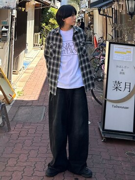 「ARCH by ROARINGWILD（アーチバイロアリングワールド）のアイテム」を使った、Never mind the XU / Chikashitsu+さん（メンズ・182cm）の夏コーディネート