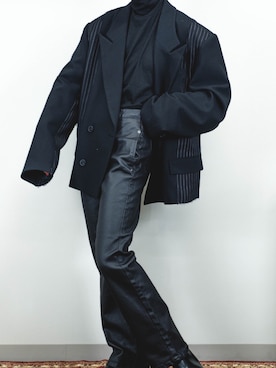 「Chikashitsu +（チカシツプラス）のアイテム（テーラードジャケット）」を使った、Never mind the XU / Chikashitsu+さん（レディース・163cm）の秋コーディネート