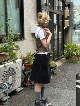 「Chikashitsu +（チカシツプラス）のアイテム（キャミソール）」を使った、Never mind the XU / Chikashitsu+さん（レディース・162cm）の夏コーディネート