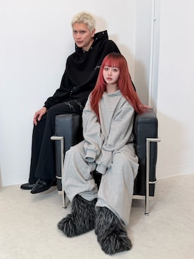 「双子コーデ」｜Never mind the XU / Chikashitsu+さん（メンズ・185cm）の春コーディネート