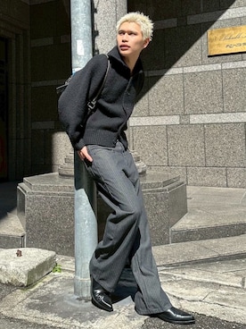 「Chikashitsu +（チカシツプラス）のアイテム」を使った、Never mind the XU / Chikashitsu+さん（メンズ・185cm）の春コーディネート