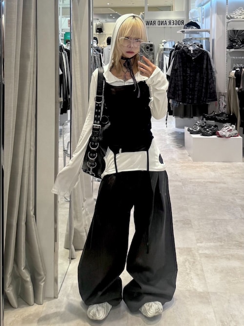 Chikashitsu +】stripe tuck slacks / 【チカシツプラス】ストライプ