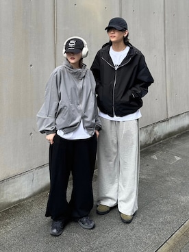 「スウエットパンツ」｜「アイテム（ブルゾン）」を使った、Never mind the XU / Chikashitsu+さん（メンズ・182cm）の秋コーディネート