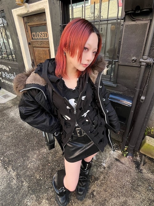 XU】print crop top（Tシャツ/カットソー）｜XU（エックスユー