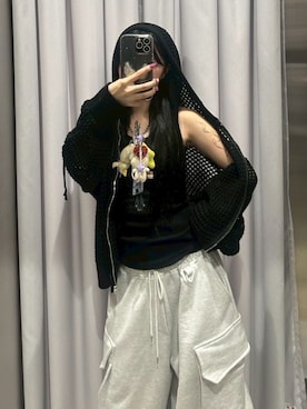 「韓国ファッション」｜「アイテム（パーカー）」を使った、Never mind the XU / Chikashitsu+さん（レディース・153cm）の秋コーディネート