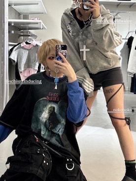 「Never mind the XU / Chikashitsu+（ネバーマインド ザ エックスユー / チカシツプラス）のアイテム（ネックレス）」を使った、Never mind the XU / Chikashitsu+さん（レディース・153cm）の秋コーディネート