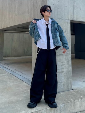 「アイテム（ウォレットチェーン）」を使った、Never mind the XU / Chikashitsu+さん（メンズ・173cm）の秋コーディネート