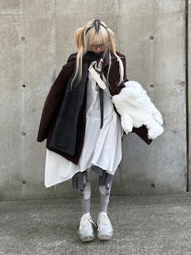 「Never mind the XU / Chikashitsu+（ネバーマインド ザ エックスユー / チカシツプラス）のアイテム」を使った、Never mind the XU / Chikashitsu+さん（レディース・160cm）の秋コーディネート