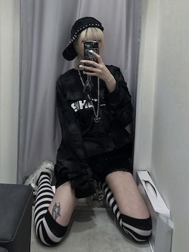 「アイテム（帽子）」を使った、Never mind the XU / Chikashitsu+さん（レディース・165cm）の秋コーディネート
