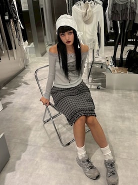 「アイテム（ニットキャップ/ビーニー）」を使った、Never mind the XU / Chikashitsu+さん（レディース・165cm）の秋コーディネート