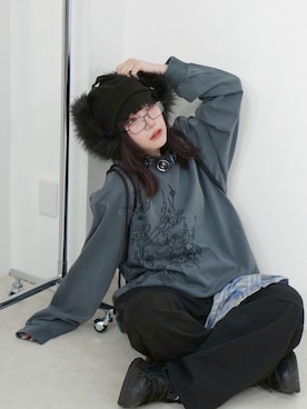「アイテム（メガネ）」を使った、Never mind the XU / Chikashitsu+さん（レディース・150cm）の秋コーディネート