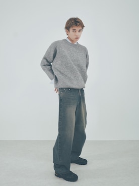 「Chikashitsu +（チカシツプラス）のアイテム（ニット/セーター）」を使った、Never mind the XU / Chikashitsu+さん（メンズ・181cm）の秋コーディネート