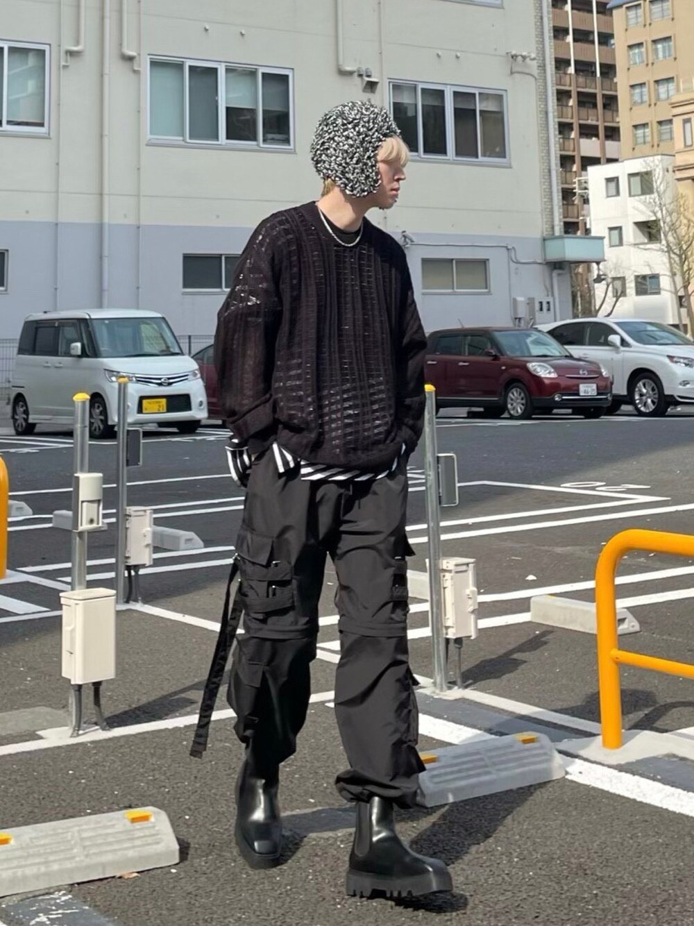 【ESC STUDIO】21FW★ mix knit trooper hat イーエスシースタジオ(ESC STUDIO) mix knit trooper hat (black