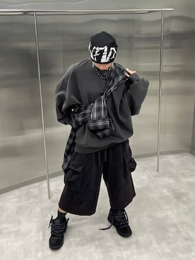 「NOMANUAL（NOMANUAL）のアイテム（帽子）」を使った、Never mind the XU / Chikashitsu+さん（レディース・159cm）の秋コーディネート