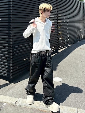 「Never mind the XU / Chikashitsu+（ネバーマインド ザ エックスユー / チカシツプラス）の【nmtc+】snake code bracelet / 【エヌエムティーシープラス】スネークコードブレスレット（ブレスレット、シルバー系）」を使った、Never mind the XU / Chikashitsu+さん（レディース・157cm）の春コーディネート