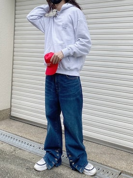 「NOMANUAL（NOMANUAL）のアイテム（帽子）」を使った、Never mind the XU / Chikashitsu+さん（メンズ・179cm）の秋コーディネート