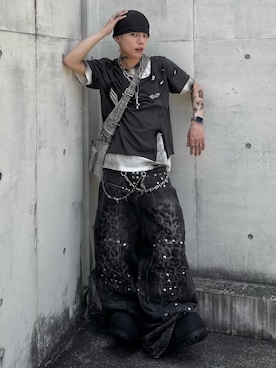 「Never mind the XU（ネバーマインドザエックスユー）の【Never mind the XU】2way chain cross necklace / 【ネバーマインド ザ エックスユー】チェーンクロスネックレス（ネックレス、シルバー系）」を使った、Never mind the XU / Chikashitsu+さん（レディース・150cm）の夏コーディネート