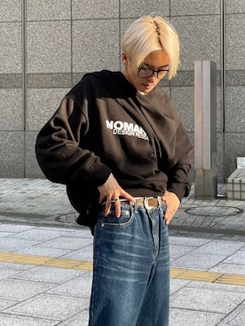 「NOMANUAL（NOMANUAL）のアイテム（スウェット）」を使った、Never mind the XU / Chikashitsu+さん（メンズ・173cm）の秋コーディネート