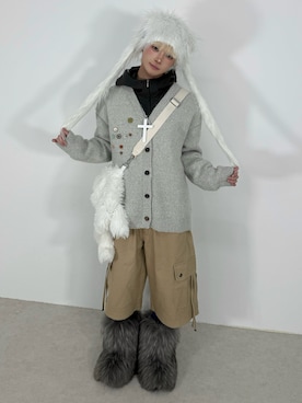 「Never mind the XU / Chikashitsu+（ネバーマインド ザ エックスユー / チカシツプラス）のアイテム（ネックレス）」を使った、Never mind the XU / Chikashitsu+さん（メンズ・164cm）の秋コーディネート