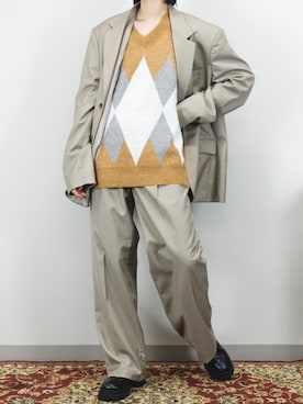 「Chikashitsu +（チカシツプラス）のアイテム（テーラードジャケット）」を使った、Never mind the XU / Chikashitsu+さん（レディース・163cm）の秋コーディネート