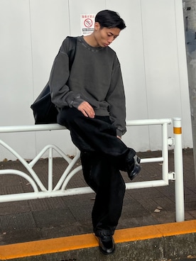 「Chikashitsu +（チカシツプラス）のアイテム（スウェット）」を使った、Never mind the XU / Chikashitsu+さん（メンズ・175cm）の冬コーディネート
