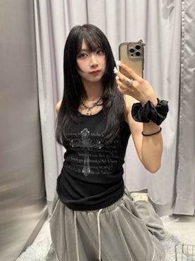「アイテム（タンクトップ）」を使った、Never mind the XU / Chikashitsu+さん（レディース・153cm）の秋コーディネート