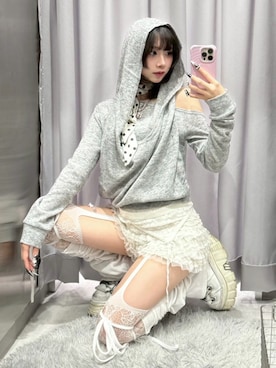 「レッグウォーマー」｜Never mind the XU / Chikashitsu+さん（レディース・153cm）の春コーディネート