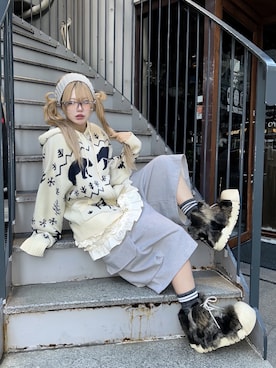 「アイテム（ヘアバンド）」を使った、Never mind the XU / Chikashitsu+さん（レディース・153cm）の冬コーディネート