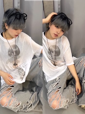 「アイテム（スウェットパンツ）」を使った、Never mind the XU / Chikashitsu+さん（レディース・153cm）の秋コーディネート
