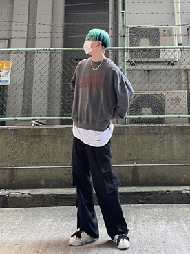 「XU（エックスユー）のアイテム（パンツ）」を使った、Never mind the XU / Chikashitsu+さん（メンズ・178cm）の夏コーディネート