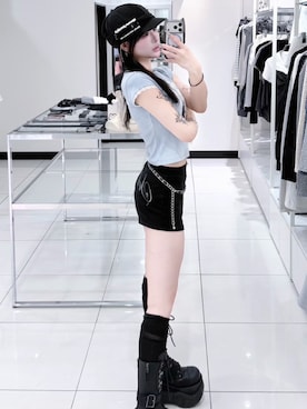 「アイテム（キャスケット）」を使った、Never mind the XU / Chikashitsu+さん（レディース・163cm）の夏コーディネート