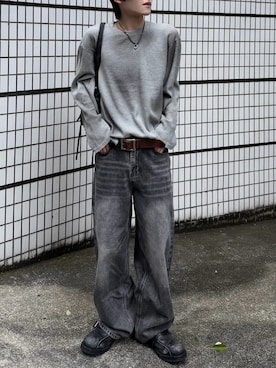 「Chikashitsu +（チカシツプラス）のアイテム（パンツ）」を使った、Never mind the XU / Chikashitsu+さん（メンズ・170cm）の春コーディネート