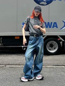 「Chikashitsu +（チカシツプラス）のアイテム（キャップ）」を使った、Never mind the XU / Chikashitsu+さん（メンズ・178cm）の夏コーディネート